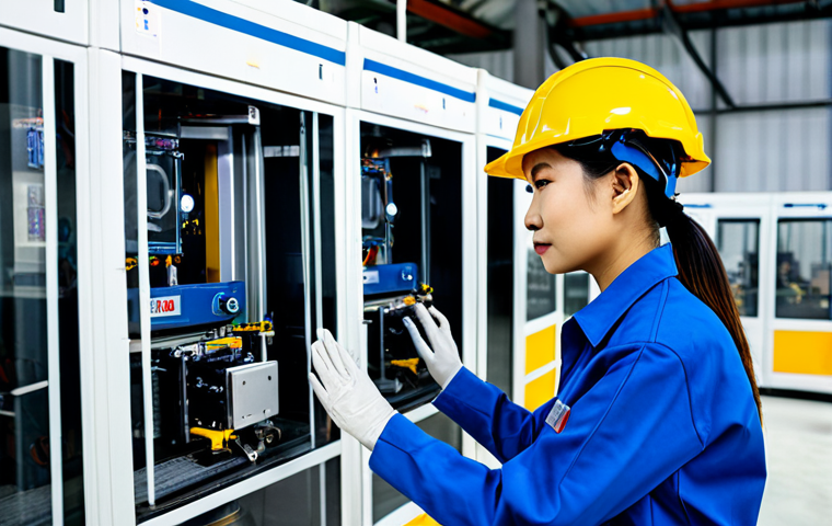 **
A female Thai engineer, fully clothed in a professional jumpsuit and safety helmet, inspecting automated machinery in a modern factory in Thailand. Brightly lit, safe for work, perfect anatomy, correct proportions, well-formed hands, appropriate attire, family-friendly, high quality.
**