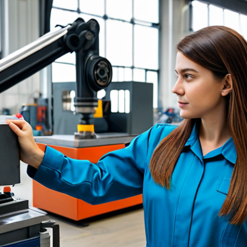 Home 18 **
"A professional female engineer in a fully clothed, modest jumpsuit, inspecting machinery in a modern factory, safe for work, appropriate content, perfect anatomy, natural proportions, professional photography, well-lit environment, high quality, family-friendly."
**