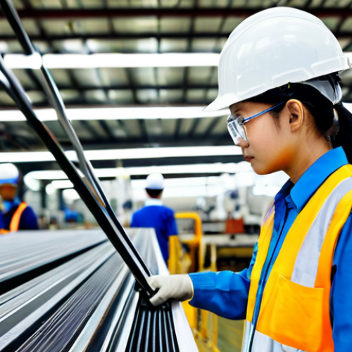 Home 16 공장자동화 현장에서의 안전 규정 - **
"A Thai factory worker wearing a hard hat, safety glasses, and a reflective vest, inspecting mac...