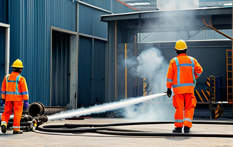공장자동화 현장에서의 안전 규정 - **

"A training session in a Thai factory with employees learning about chemical safety procedures. ...